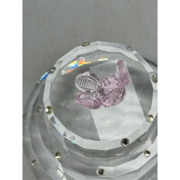 Simon Designs Crystal 3 Tier Cake Pink floral Paperweight figurine clear READ - Picture 6 of 7